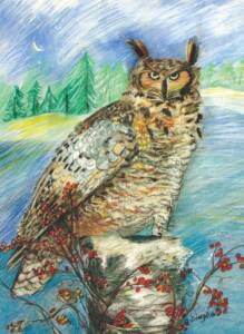 Great Horned Owl Pastel